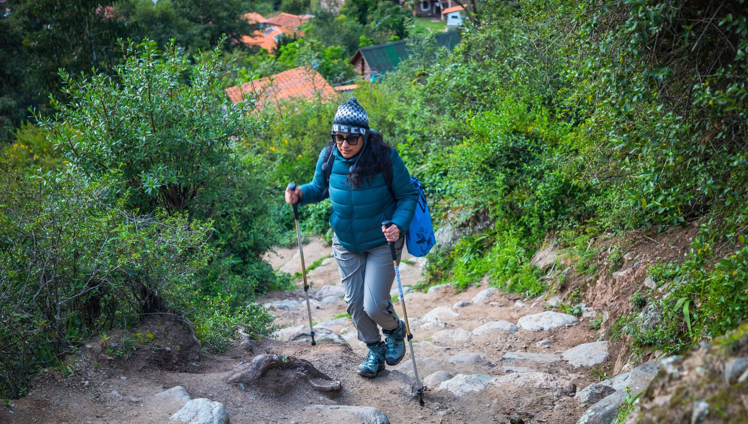 Hiker on the inca trail to Machu Picchu